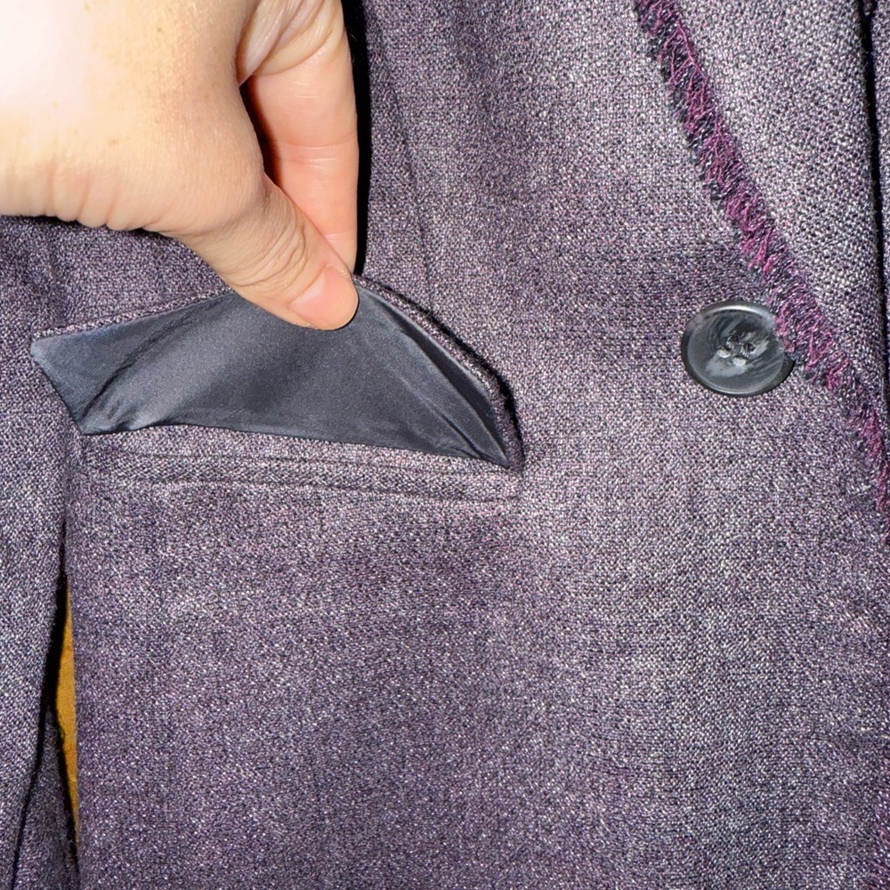 Grey/dark purple blazer with fake front pockets NWT 0P classiques entier - Picture 2 of 15